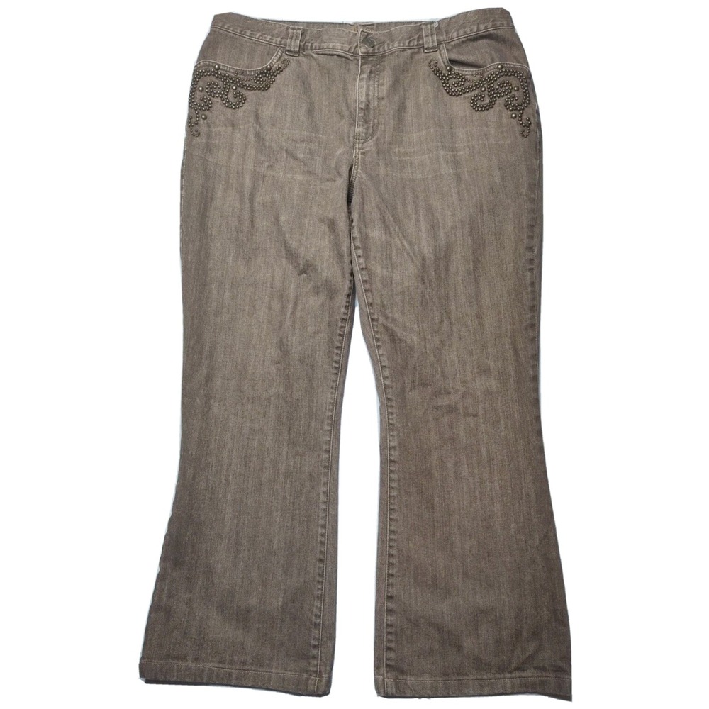 RALPH LAUREN JEANS CO. Women W36 L27 Brown Bootcut Embellished Flap Pocket Jeans